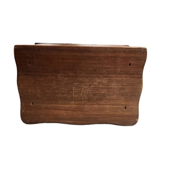 Vintage Small Dresser Jewelry Box Orange Velvet Inside With Mirror Ring Box - Picture 6 of 8